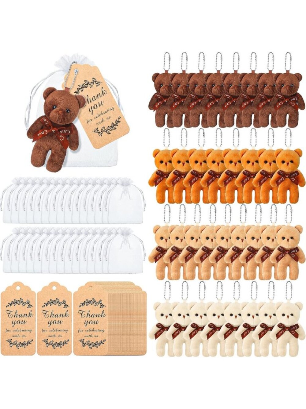 120 Pcs Mini Plush Bears Party Favors - Cute Stuffed Animal Gifts for Kids